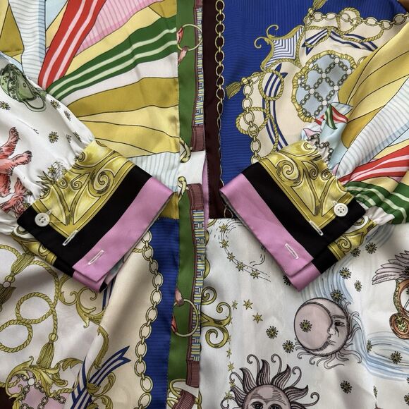 ZARA Dress Multicolored Mini Dress Long Sleeve Silky Satiny Smooth Size Medium - Picture 5 of 10